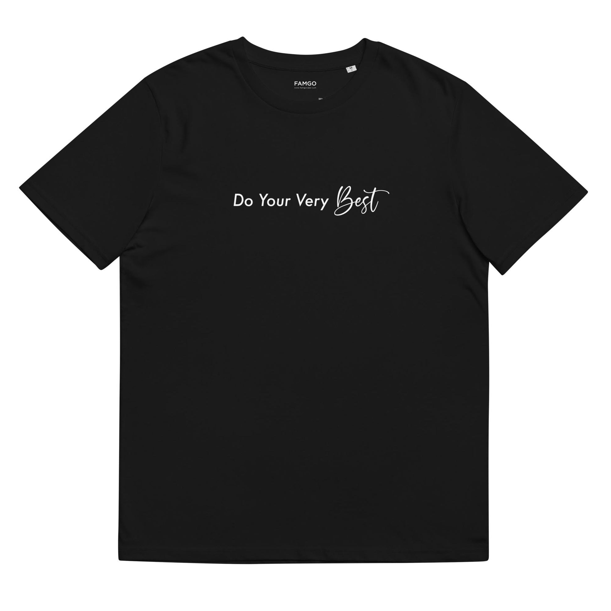 Men black motivational t-shirt with motivational quote, "Do Your Very Best."