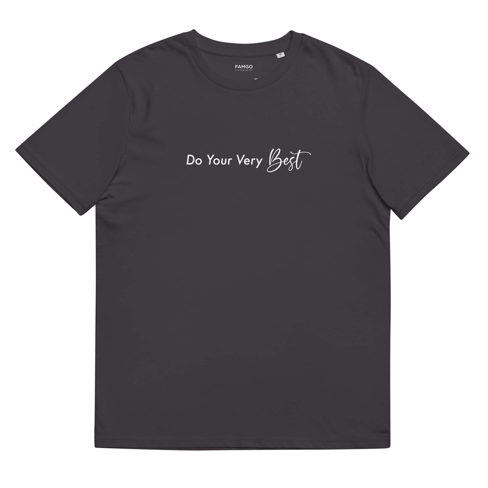 Men dark gray motivational t-shirt with motivational quote, "Do Your Very Best."