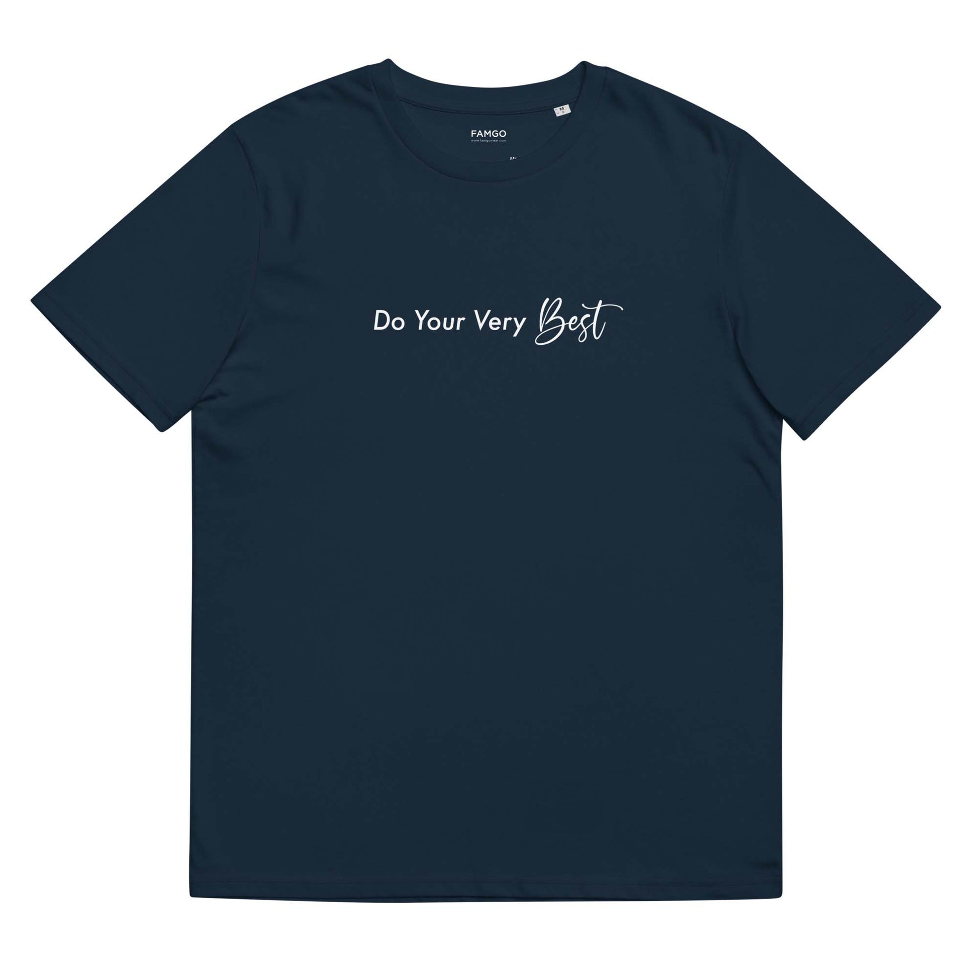 Men navy inspirational t-shirt with motivational quote, "Do Your Very Best."
