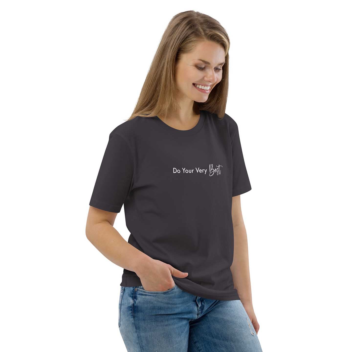 Women dark gray inspirational t-shirt with motivational quote, "Do Your Very Best."