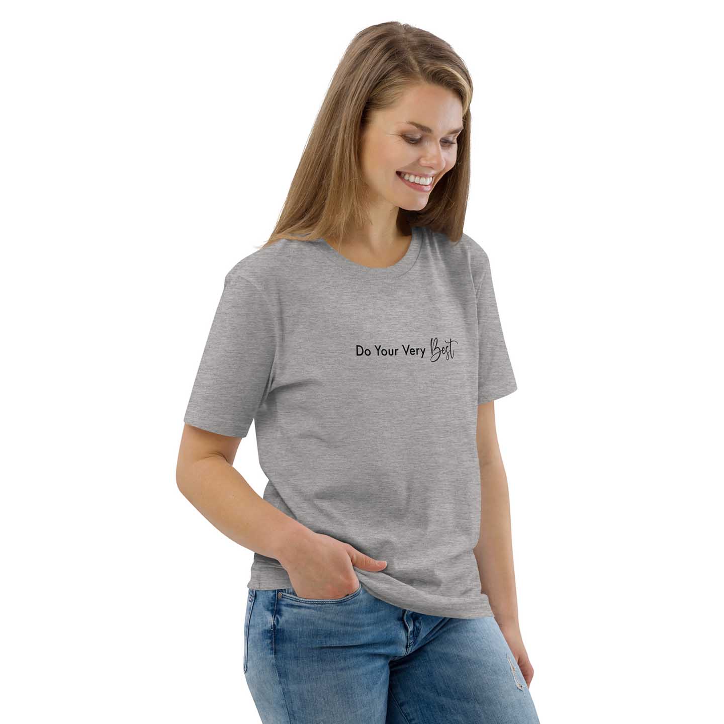 Women gray inspirational t-shirt with motivational quote, "Do Your Very Best."