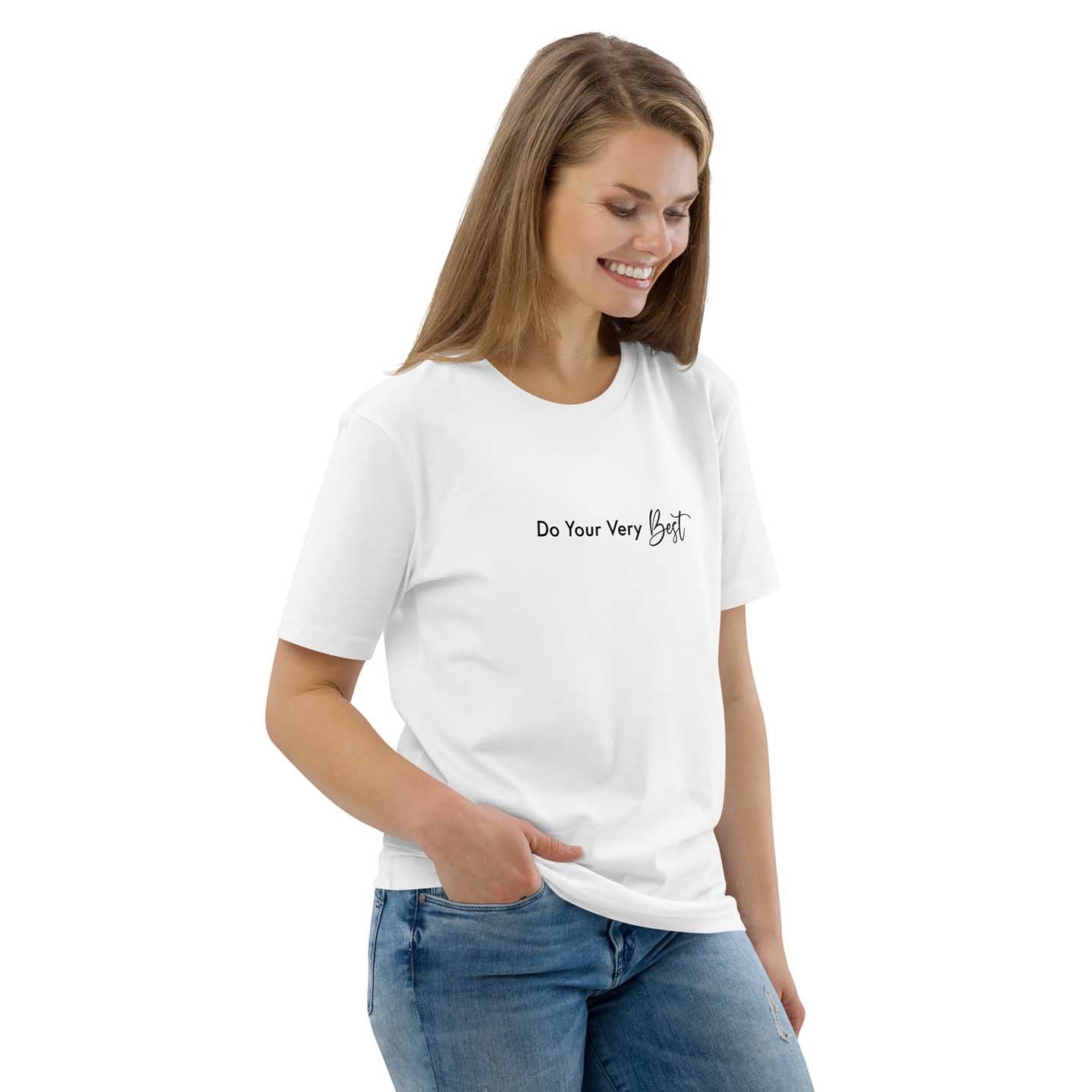 Women black inspirational t-shirt with motivational quote, "Do Your Very Best."