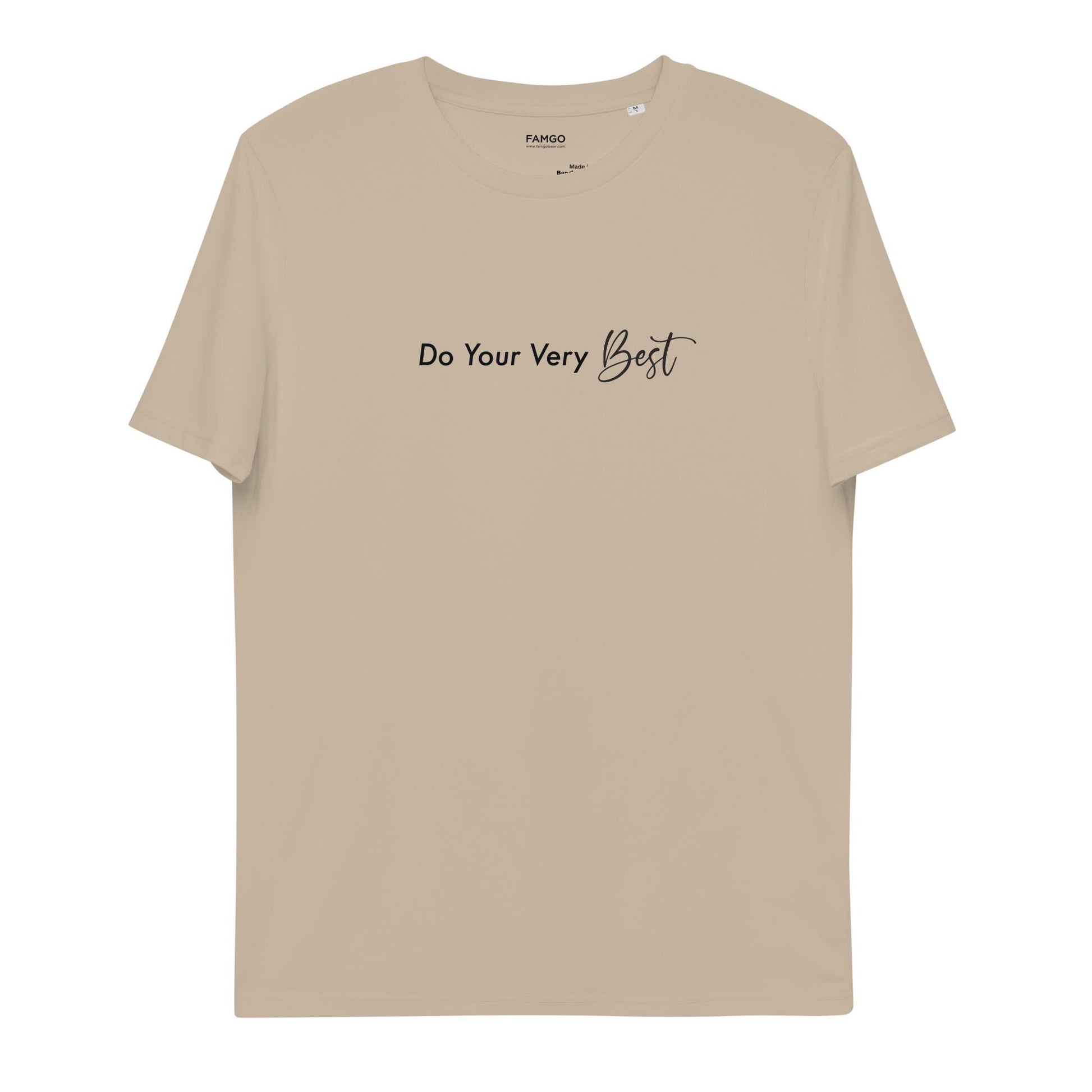 Women beige motivational t-shirt with motivational quote, "Do Your Very Best."