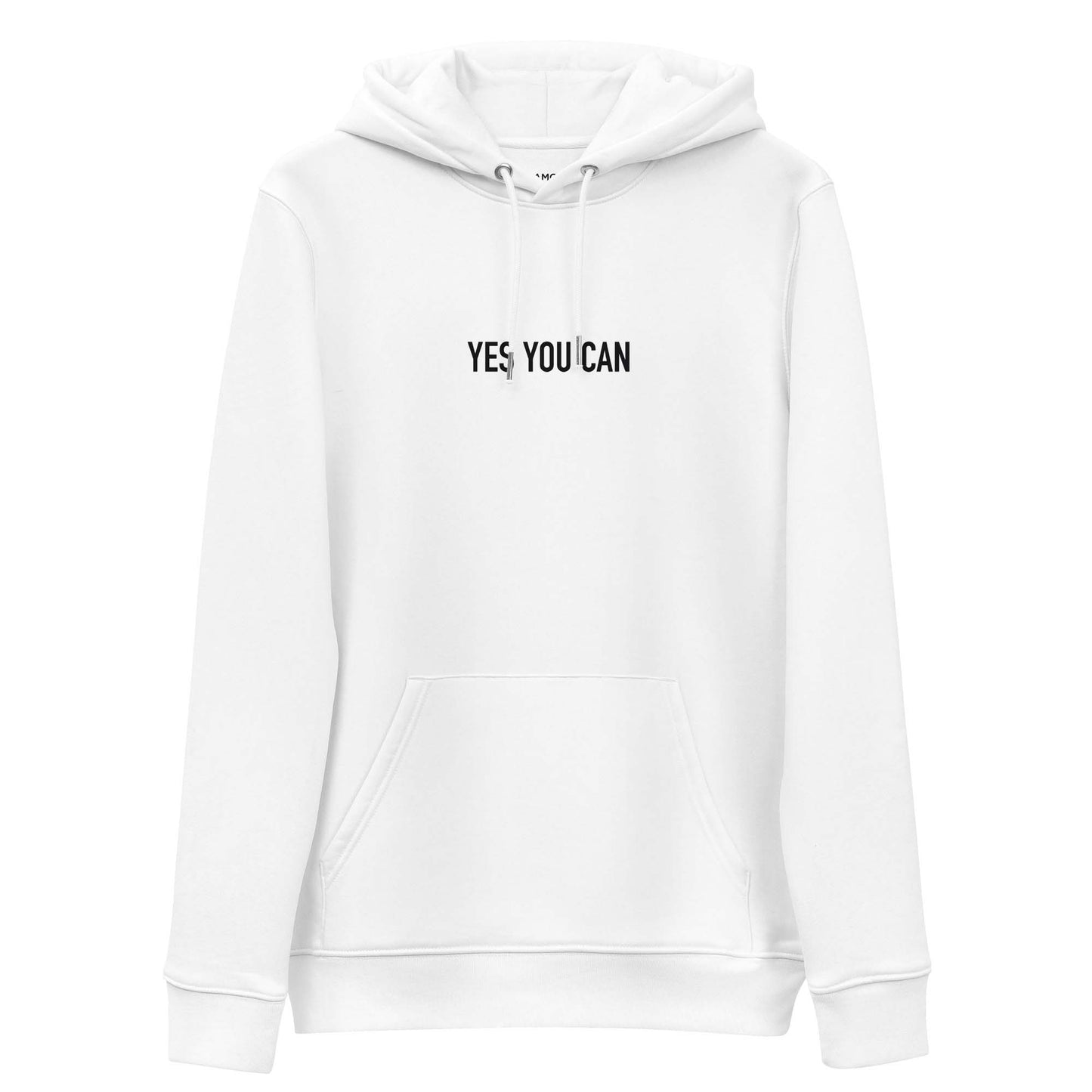 Women white motivational hoodie with inspirational quote, "Yes You Can."