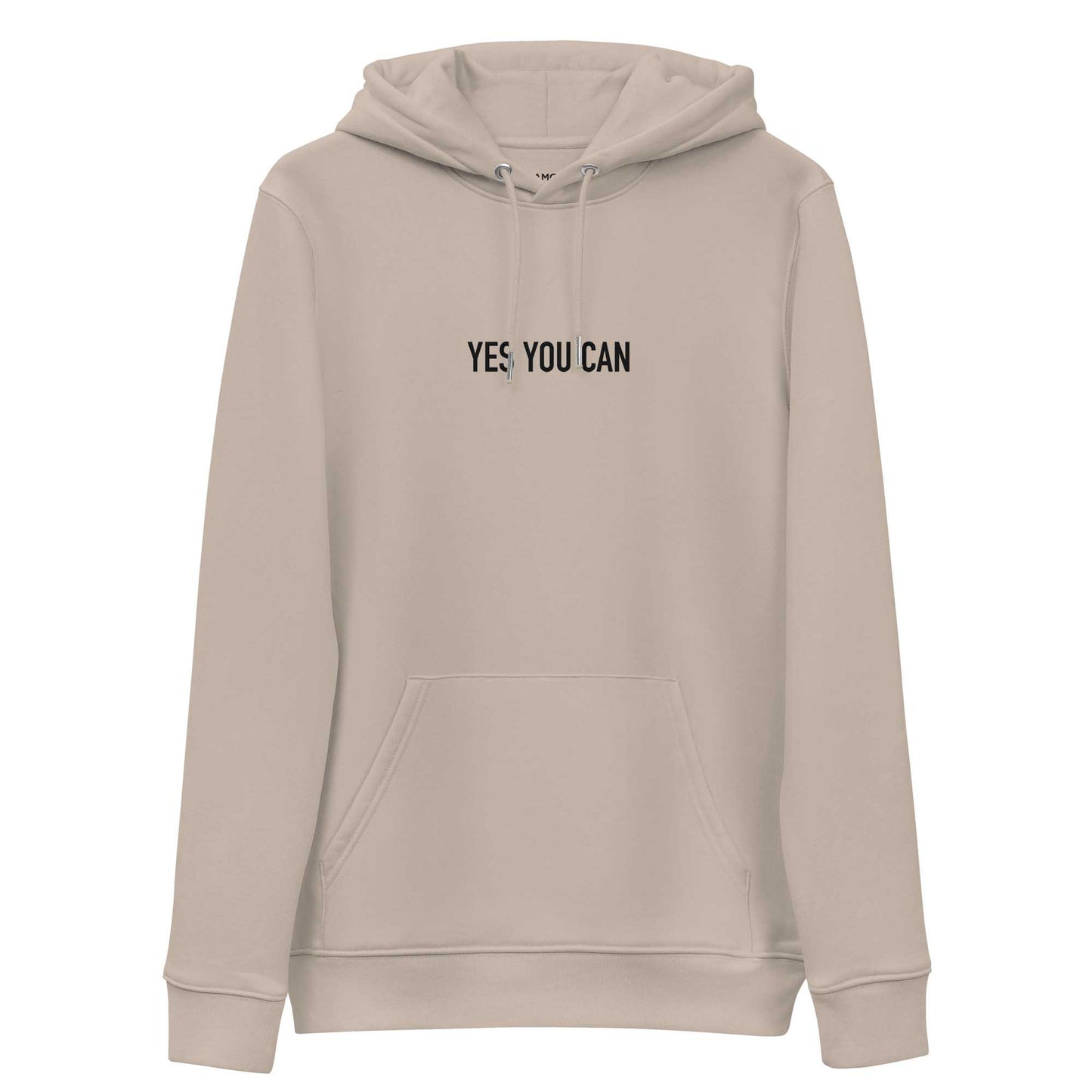 Women dust color motivational hoodie with inspirational quote, "Yes You Can."