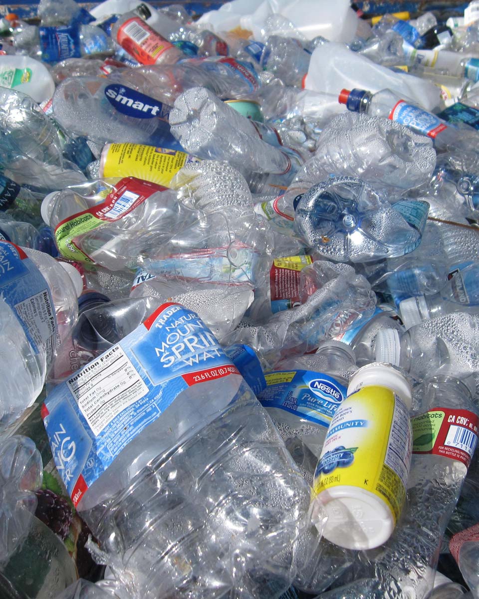 Used plastic bottles from various brands