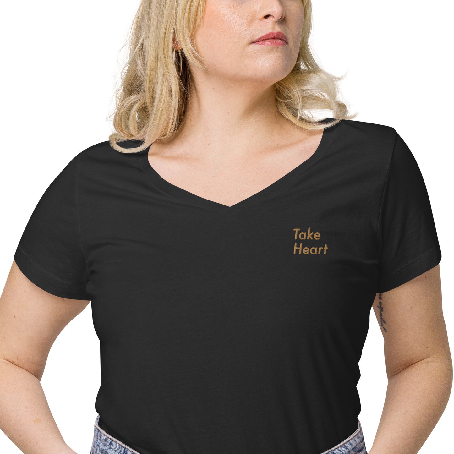 Take Heart Women’s Fitted V-Neck 100% Organic Cotton T-Shirt